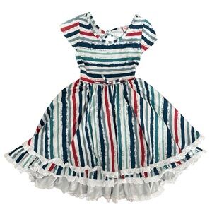 Cheeky Plum Striped Ruffle Twirl Dress size 6